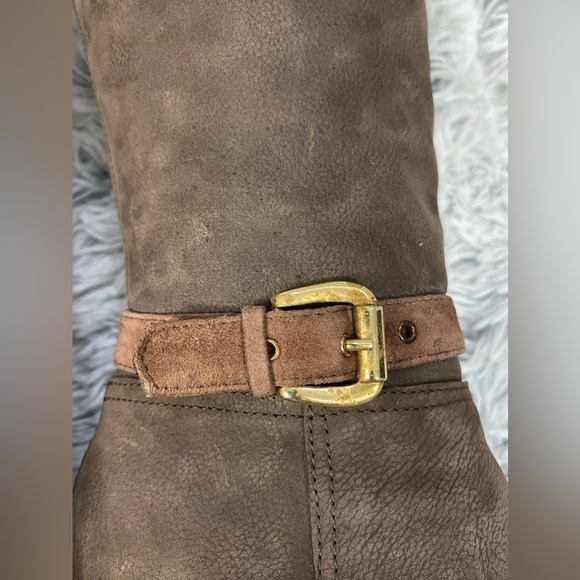 Napoleoni Made in Italy Tall Wedge Heel Brown Suede Winter Boots Size 39 USA 9 - Picture 8 of 16